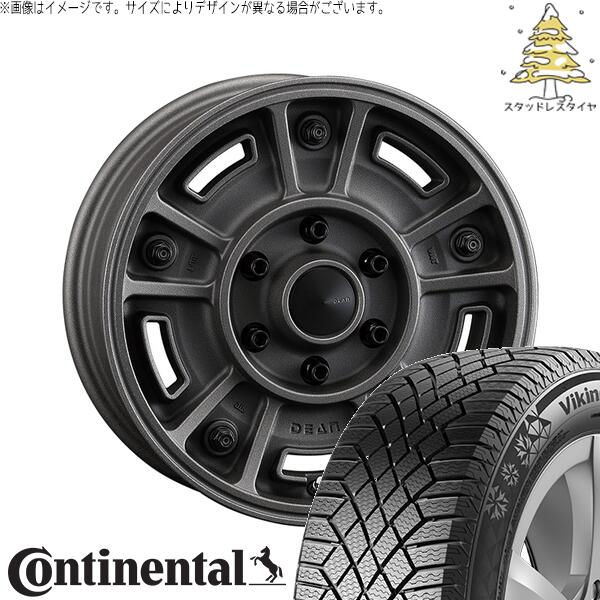 コンチネンタル バイキングコンタクト7 215/70R16 ＋ ディーン BJメキシカン ショットチャコールブラック 16インチ 6.5J +38 6H139.7P スタッドレス・ホイール4本セット。1枚目。