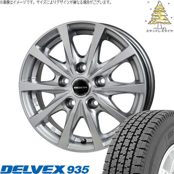トーヨータイヤ デルベックス 935 165/80R14 ＋ バイソン BN-02 シルバー 14インチ 5J +45 5H114.3P スタッドレス・ホイール4本セット。1枚目。