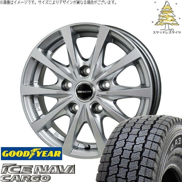 グッドイヤー アイスナビカーゴ 165/80R14 ＋ バイソン BN-02 シルバー 14インチ 5J +45 5H114.3P スタッドレス・ホイール4本セット。1枚目。