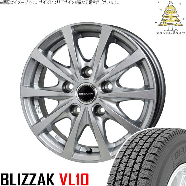 ブリヂストン ブリザック VL10 165/80R14 ＋ バイソン BN-02 シルバー 14インチ 5J +45 5H114.3P スタッドレス・ホイール4本セット。1枚目。