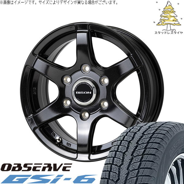 トーヨータイヤ オブザーブ Gsi-6 215/70R16 ＋ バイソン BN-04 メタリックブラック 16インチ 5.5J +22 5H139.7P スタッドレス・ホイール4本セット。1枚目。