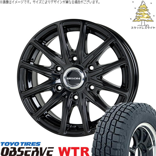 トーヨータイヤ オブザーブ W/T-R 225/70R16 ＋ バイソン BN-01 メタリックブラック 16インチ 5.5J +22 5H139.7P スタッドレス・ホイール4本セット。1枚目。