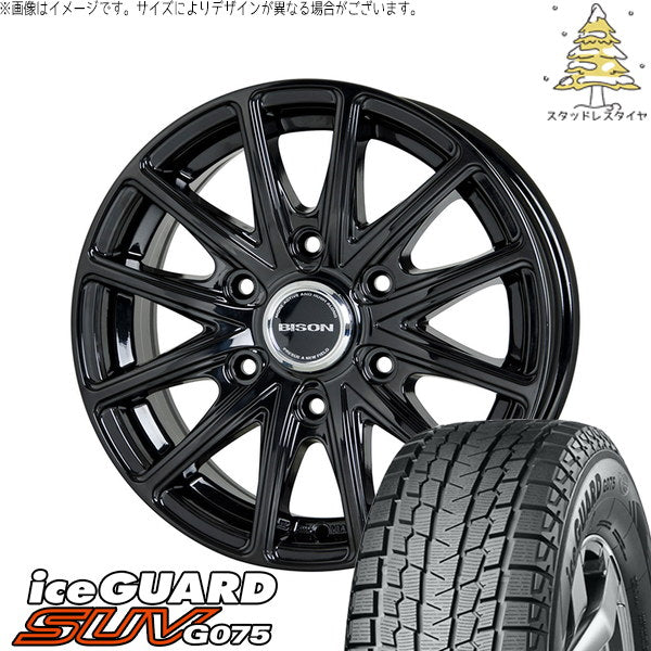 ヨコハマタイヤ アイスガード SUV G075 285/70R17 ＋ バイソン BN-01 メタリックブラック 17インチ 7.5J +28 6H139.7P スタッドレス・ホイール4本セット。1枚目。