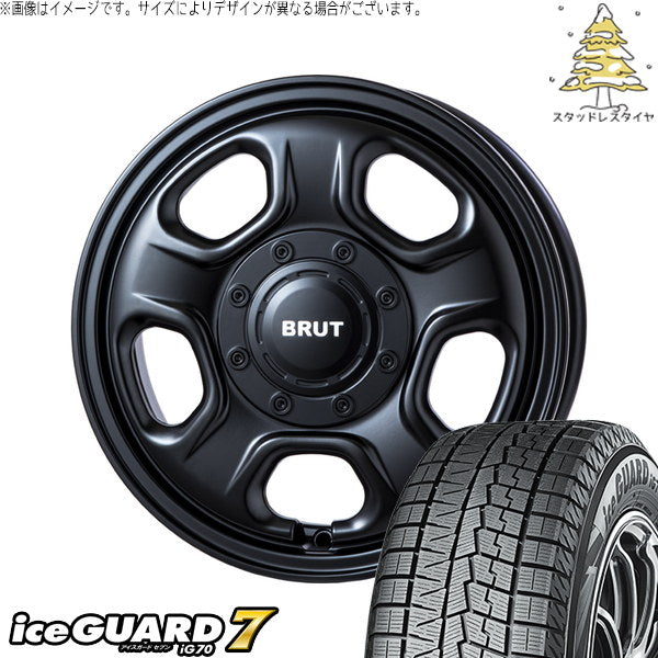 ヨコハマタイヤ アイスガードセブン IG70 165/65R14 ＋ ブルート BR-33 ミリタリーブラック 14インチ 4.5J +45 4H100P スタッドレス・ホイール4本セット。1枚目。