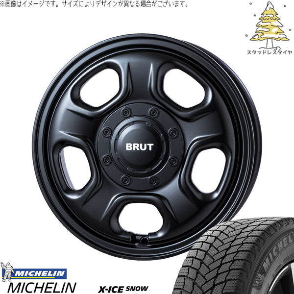 ミシュラン エックスアイス スノー 155/65R14 ＋ ブルート BR-33 ミリタリーブラック 14インチ 4.5J +45 4H100P スタッドレス・ホイール4本セット。1枚目。