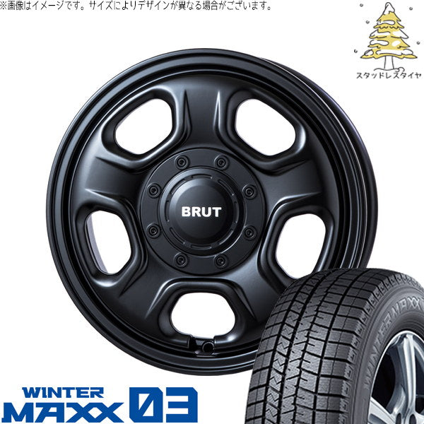 ダンロップ ウィンターマックス03 165/60R14 ＋ ブルート BR-33 ミリタリーブラック 14インチ 4.5J +45 4H100P スタッドレス・ホイール4本セット。1枚目。
