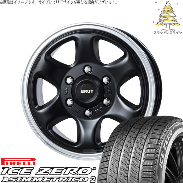 ピレリ アイスゼロアシンメトリコ2 215/65R16 ＋ ブルート BR-44 マシンリップブラック 16インチ 6.5J +38 6H139.7P スタッドレス・ホイール4本セット。1枚目。