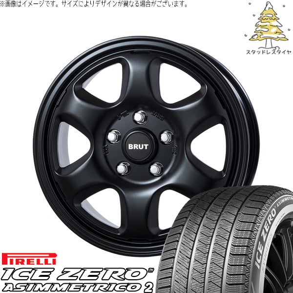 ピレリ アイスゼロアシンメトリコ2 225/65R17 ＋ ブルート BR-44 ミリタリーブラック 17インチ 7.5J +38 5H114.3P スタッドレス・ホイール4本セット。1枚目。