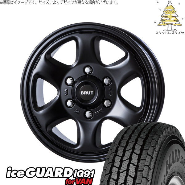 ヨコハマタイヤ アイスガード91 IG91 215/85R16 ＋ ブルート BR-44 ミリタリーブラック 16インチ 6.5J -5 6H139.7P スタッドレス・ホイール4本セット。1枚目。