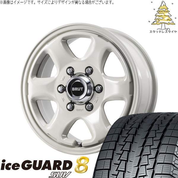 ヨコハマタイヤ アイスガード8 SUV 215/65R16 ＋ ブルート BR-44 ミルキーホワイト 16インチ 6.5J +38 6H139.7P スタッドレス・ホイール4本セット。1枚目。