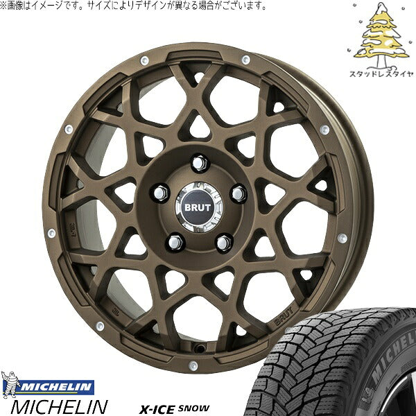 ミシュラン エックスアイス スノー 215/70R16 ＋ ブルート BR-55 デザートブロンズ 16インチ 5.5J -5 5H139.7P スタッドレス・ホイール4本セット。1枚目。