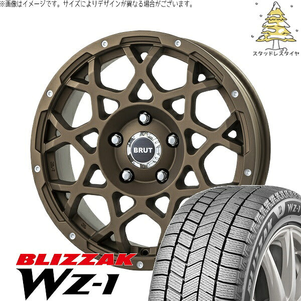 ブリヂストン ブリザック WZ-1 215/70R16 ＋ ブルート BR-55 デザートブロンズ 16インチ 5.5J +20 5H139.7P スタッドレス・ホイール4本セット。1枚目。