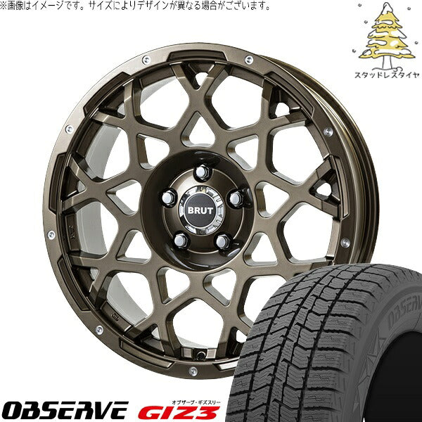 トーヨータイヤ オブザーブ GIZ3 215/55R17 ＋ ブルート BR-55 シャンパンゴールド 17インチ 7.5J +38 5H114.3P スタッドレス・ホイール4本セット。1枚目。