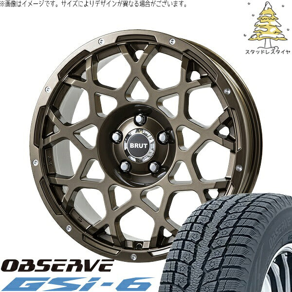 トーヨータイヤ オブザーブ Gsi-6 225/55R18 ＋ ブルート BR-55 シャンパンゴールド 18インチ 8J +40 5H114.3P スタッドレス・ホイール4本セット。1枚目。