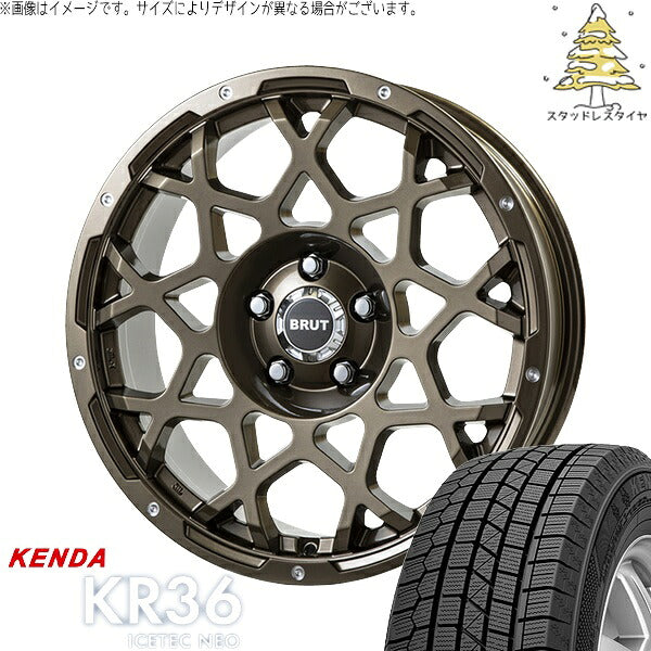 ケンダ アイステックネオ KR36 205/65R16 ＋ ブルート BR-55 シャンパンゴールド 16インチ 6.5J +35 5H114.3P スタッドレス・ホイール4本セット。1枚目。