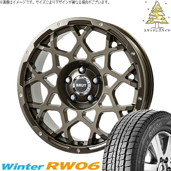 ハンコック ウィンター RW06 185R14 ＋ ブルート BR-55 シャンパンゴールド 14インチ 5J +48 5H114.3P スタッドレス・ホイール4本セット。1枚目。