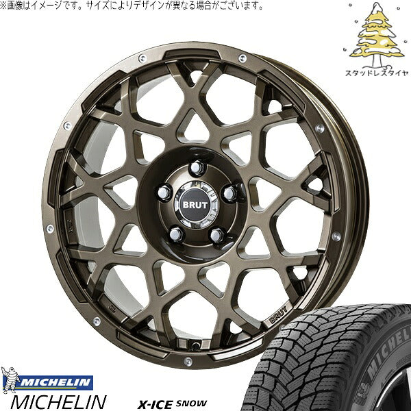 ミシュラン エックスアイス スノー 225/50R18 ＋ ブルート BR-55 シャンパンゴールド 18インチ 8J +40 5H114.3P スタッドレス・ホイール4本セット。1枚目。