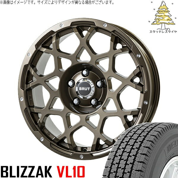 ブリヂストン ブリザック VL10 155/80R14 ＋ ブルート BR-55 シャンパンゴールド 14インチ 5J +35 4H100P スタッドレス・ホイール4本セット。1枚目。