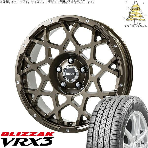 ブリヂストン ブリザック VRX3 215/60R16 ＋ ブルート BR-55 シャンパンゴールド 16インチ 6.5J +35 5H114.3P スタッドレス・ホイール4本セット。1枚目。