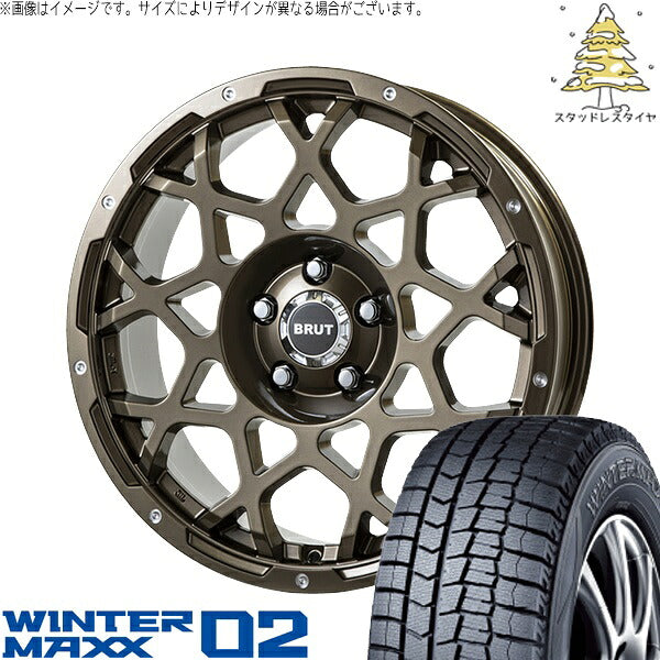 ダンロップ ウィンターマックス02 215/55R17 ＋ ブルート BR-55 シャンパンゴールド 17インチ 7.5J +38 5H114.3P スタッドレス・ホイール4本セット。1枚目。