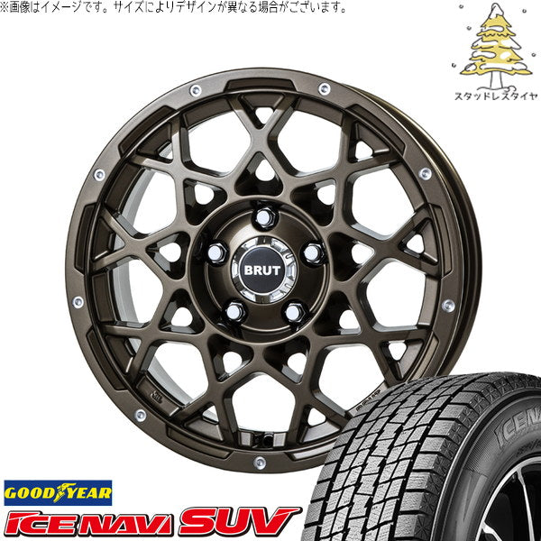 グッドイヤー アイスナビ SUV 225/70R16 ＋ ブルート BR-55 シャンパンゴールド 16インチ 6.5J +35 5H114.3P スタッドレス・ホイール4本セット。1枚目。