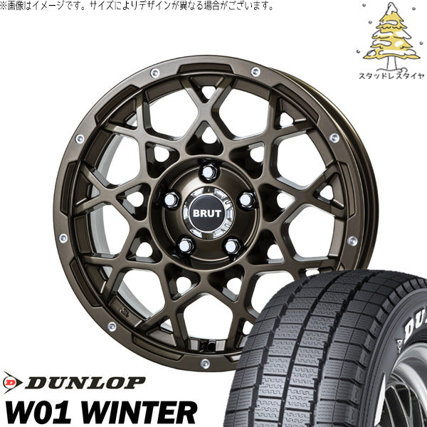 ダンロップ W01 WINTER 215/65R16 ＋ ブルート BR-55 シャンパンゴールド 16インチ 6.5J +35 5H114.3P スタッドレス・ホイール4本セット。1枚目。
