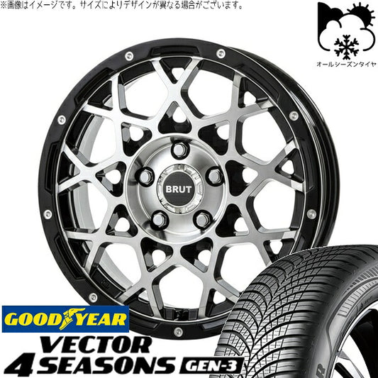 グッドイヤー ベクター4シーズンズ GEN-3 225/55R18 ＋ ブルート BR-55 ミルドマシンブラック 18インチ 8J +40 5H114.3P オールシーズン・ホイール4本セット。1枚目。