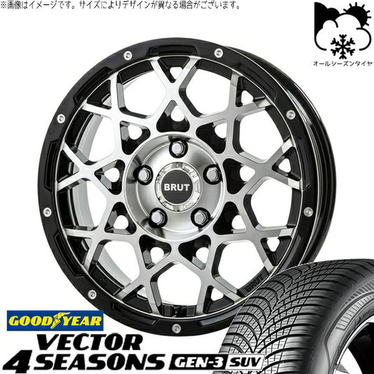 グッドイヤー ベクター4シーズンズ GEN-3 SUV 235/55R18 ＋ ブルート BR-55 ミルドマシンブラック 18インチ 8J +40 5H114.3P オールシーズン・ホイール4本セット。1枚目。