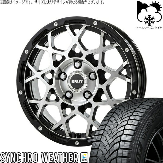 ダンロップ シンクロウェザー 215/60R16 ＋ ブルート BR-55 ミルドマシンブラック 16インチ 6.5J +35 5H114.3P オールシーズン・ホイール4本セット。1枚目。