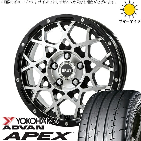 ヨコハマタイヤ アドバン APEX V601 225/40R18 ＋ ブルート BR-55 ミルドマシンブラック 18インチ 8J +40 5H114.3P サマー・ホイール4本セット。1枚目。