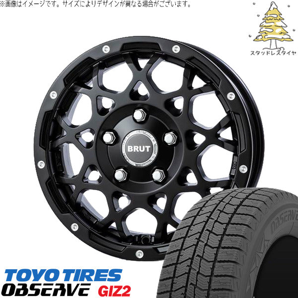 トーヨータイヤ OBSERVE 185/70R14 ＋ ブルート BR-55 ミルドサティンブラック 14インチ 5J +42 4H114.3P スタッドレス・ホイール4本セット。1枚目。