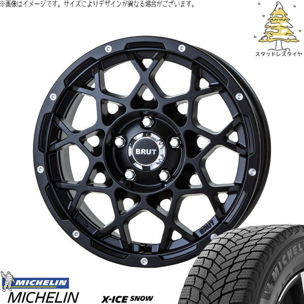 ミシュラン エックスアイス スノー 215/45R18 ＋ ブルート BR-55 ミルドサティンブラック 18インチ 8J +40 5H114.3P スタッドレス・ホイール4本セット。1枚目。
