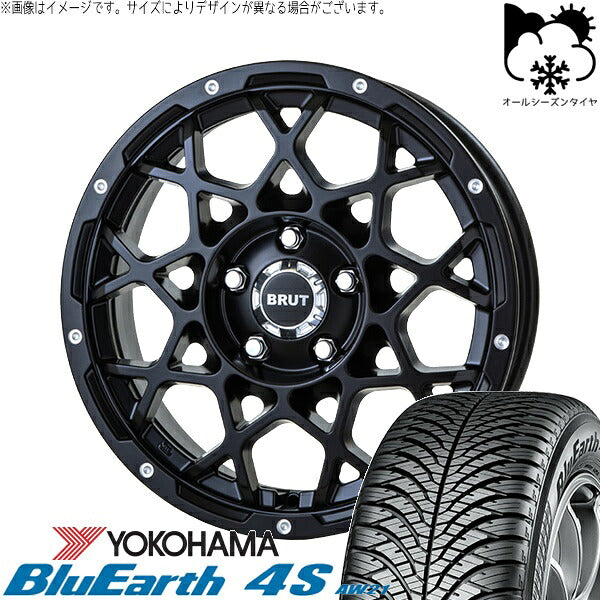 ヨコハマタイヤ ブルーアース4S AW21 215/70R16 ＋ ブルート BR-55 ミルドサティンブラック 16インチ 5.5J -5 5H139.7P オールシーズン・ホイール4本セット。1枚目。