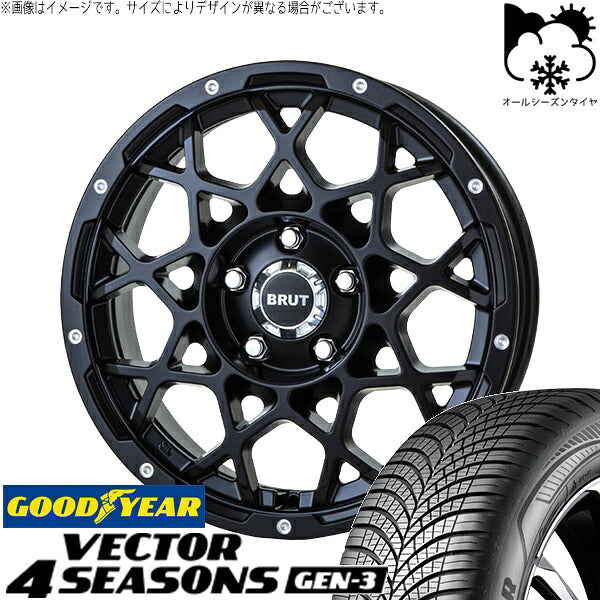 グッドイヤー ベクター4シーズンズ GEN-3 215/65R16 ＋ ブルート BR-55 ミルドサティンブラック 16インチ 6.5J +35 5H114.3P オールシーズン・ホイール4本セット。1枚目。