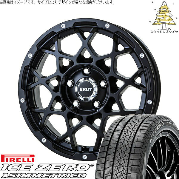 ピレリ アイスゼロアシンメトリコ 235/50R18 ＋ ブルート BR-55 ミルドサティンブラック 18インチ 8J +40 5H114.3P スタッドレス・ホイール4本セット。1枚目。