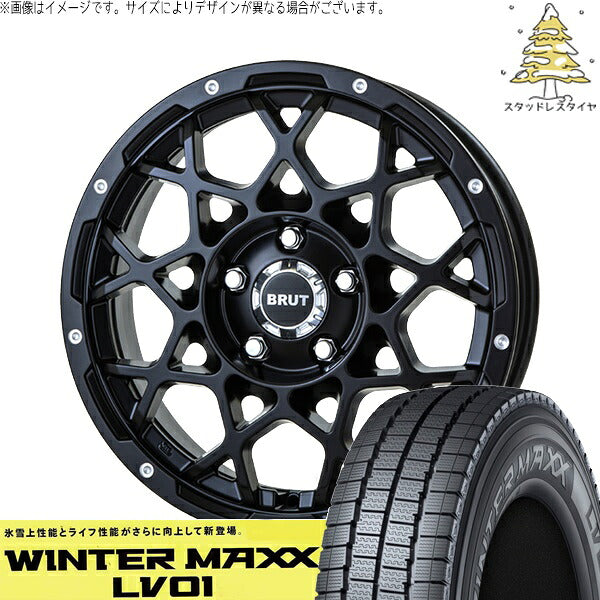 ダンロップ ウィンターマックス LV01 185R14 ＋ ブルート BR-55 ミルドサティンブラック 14インチ 5J +48 5H114.3P スタッドレス・ホイール4本セット。1枚目。