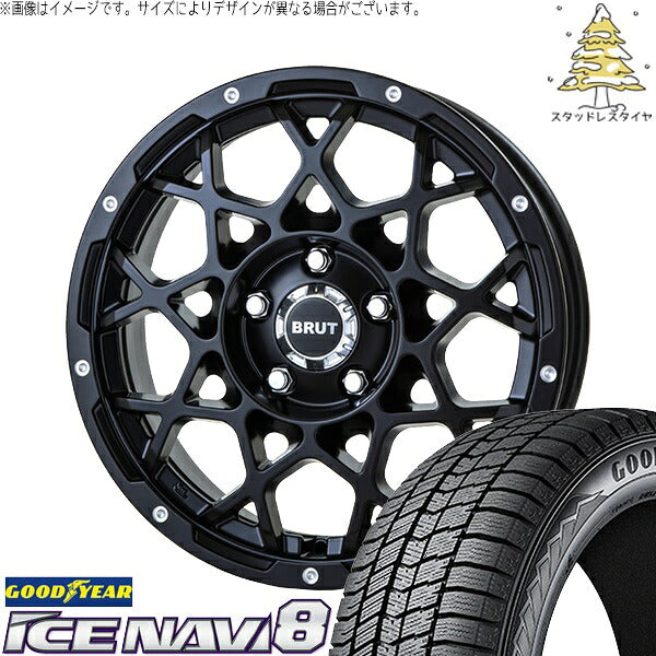 グッドイヤー アイスナビ8 225/45R18 ＋ ブルート BR-55 ミルドサティンブラック 18インチ 8J +40 5H114.3P スタッドレス・ホイール4本セット。1枚目。