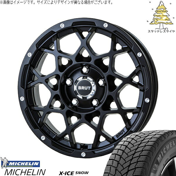 ミシュラン エックスアイス スノー 215/60R16 ＋ ブルート BR-55 ミルドサティンブラック 16インチ 6.5J +35 5H114.3P スタッドレス・ホイール4本セット。1枚目。