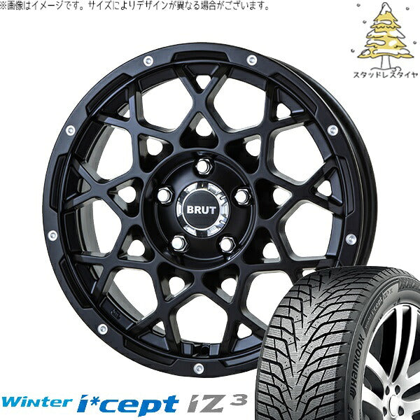 ハンコック ウィンターアイセプト IZ3 W636 215/60R17 ＋ ブルート BR-55 ミルドサティンブラック 17インチ 7.5J +38 5H114.3P スタッドレス・ホイール4本セット。1枚目。
