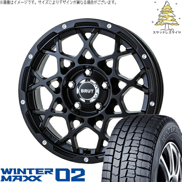 ダンロップ ウィンターマックス02 185/70R14 ＋ ブルート BR-55 ミルドサティンブラック 14インチ 5J +42 4H114.3P スタッドレス・ホイール4本セット。1枚目。