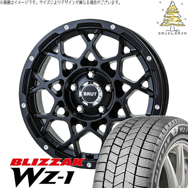 ブリヂストン ブリザック WZ-1 215/65R16 ＋ ブルート BR-55 ミルドサティンブラック 16インチ 6.5J +35 5H114.3P スタッドレス・ホイール4本セット。1枚目。