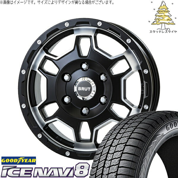 グッドイヤー アイスナビ8 195/45R16 ＋ ブルート BR-66 ミリタリーブラック 16インチ 6.5J +40 4H100P スタッドレス・ホイール4本セット。1枚目。