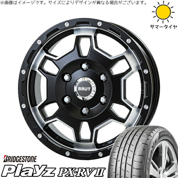 ブリヂストン プレイズ PX-RV2 215/65R16 ＋ ブルート BR-66 ミリタリーブラック 16インチ 6.5J +40 4H100P サマー・ホイール4本セット。1枚目。