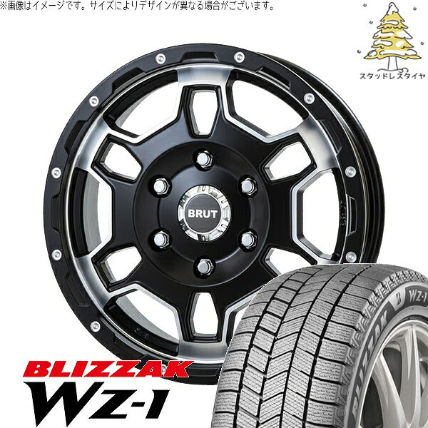 ブリヂストン ブリザック WZ-1 195/55R16 ＋ ブルート BR-66 ミリタリーブラック 16インチ 6.5J +40 4H100P スタッドレス・ホイール4本セット。1枚目。