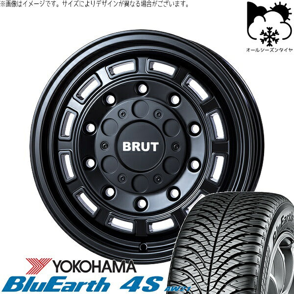 ヨコハマタイヤ ブルーアース4S AW21 215/65R16 ＋ ブルート BR-70 ミリタリーブラック 16インチ 6.5J +30 5H100P オールシーズン・ホイール4本セット。1枚目。