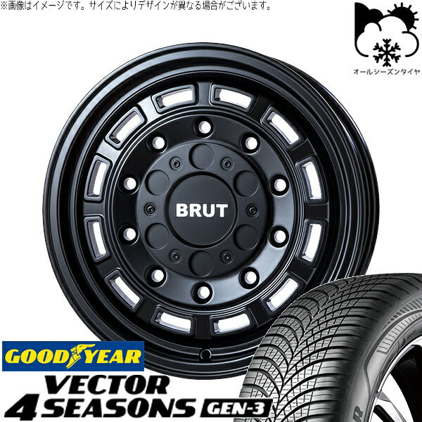 グッドイヤー ベクター4シーズンズ GEN-3 195/60R16 ＋ ブルート BR-70 ミリタリーブラック 16インチ 6.5J +30 5H100P オールシーズン・ホイール4本セット。1枚目。