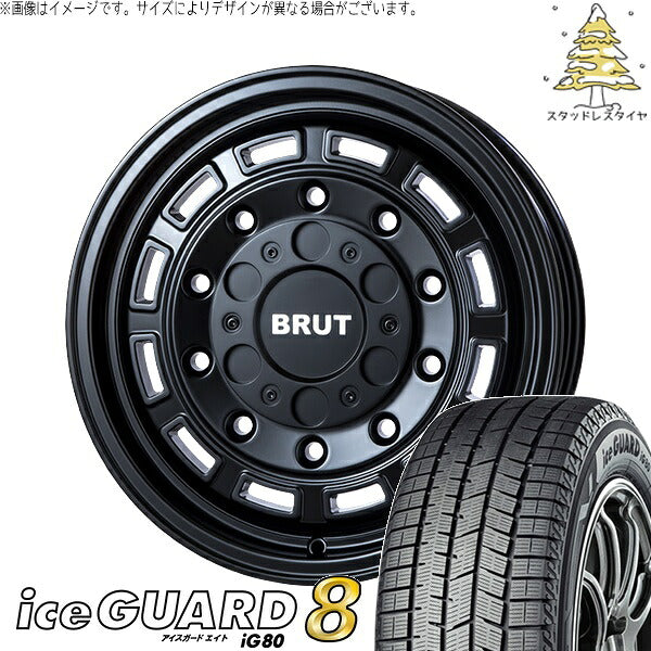 ヨコハマタイヤ アイスガードエイト IG80 215/65R16 ＋ ブルート BR-70 ミリタリーブラック 16インチ 6.5J +38 6H139.7P スタッドレス・ホイール4本セット。1枚目。