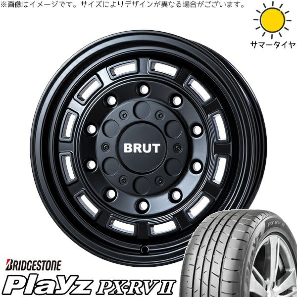 ブリヂストン プレイズ PX-RV2 195/65R16 ＋ ブルート BR-70 ミリタリーブラック 16インチ 6.5J +30 5H100P サマー・ホイール4本セット。1枚目。