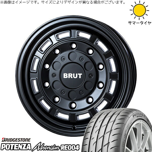ブリヂストン ポテンザ アドレナリン RE004 205/55R16 ＋ ブルート BR-70 ミリタリーブラック 16インチ 6.5J +30 5H100P サマー・ホイール4本セット。1枚目。