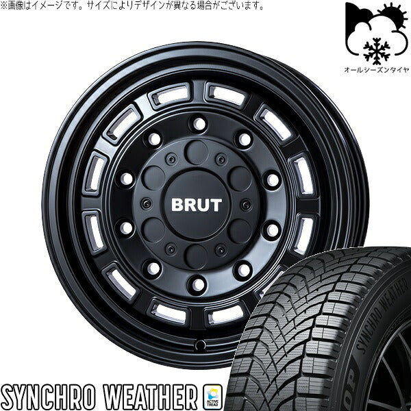 ダンロップ シンクロウェザー 205/60R16 ＋ ブルート BR-70 ミリタリーブラック 16インチ 6.5J +30 5H100P オールシーズン・ホイール4本セット。1枚目。